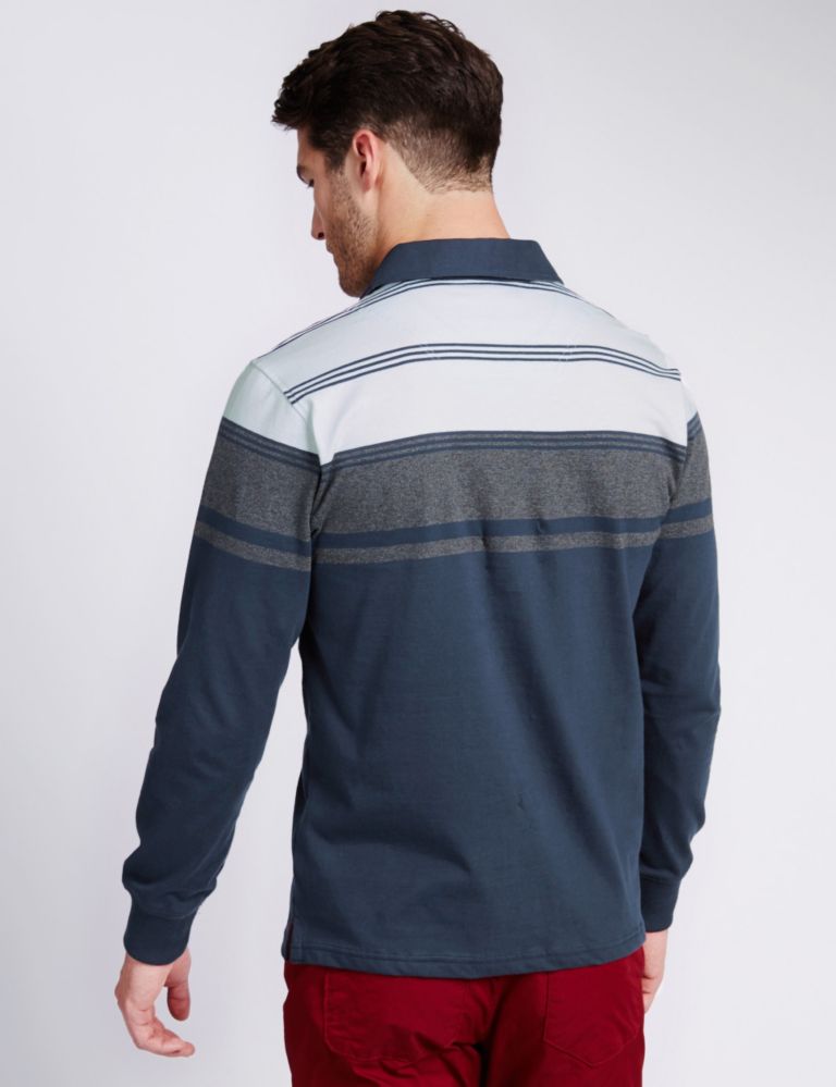 Pure Cotton Tailored Fit Striped Rugby Top 3 of 5