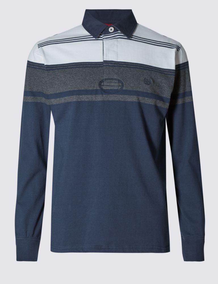 Pure Cotton Tailored Fit Striped Rugby Top 2 of 5