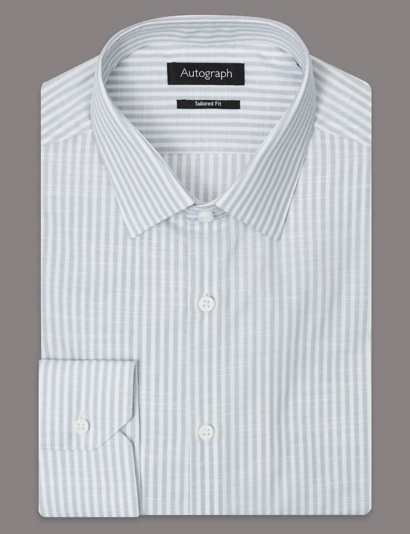 Pure Cotton Tailored Fit Striped Shirt Image 1 of 2