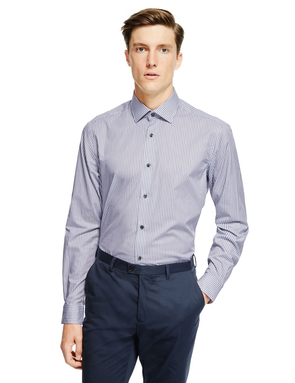 Pure Cotton Tailored Fit Striped Shirt 3 of 5
