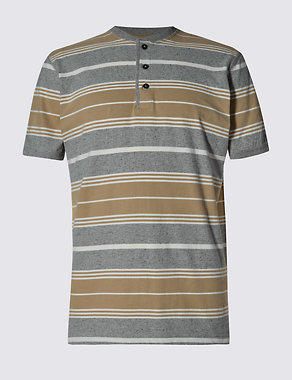 Pure Cotton Tailored Fit Stripped T-Shirt Image 2 of 4