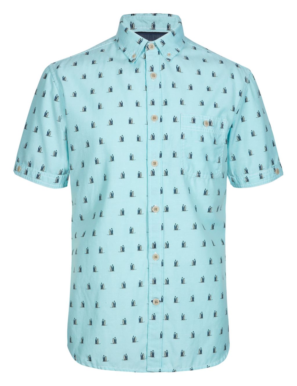 Pure Cotton Tailored Fit Surf Board Print Shirt 1 of 3