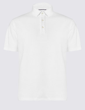 Pure Cotton Tailored Fit Textured Polo Shirt Image 2 of 4