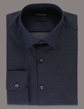 Pure Cotton Tailored Fit Textured Shirt Image 2 of 5