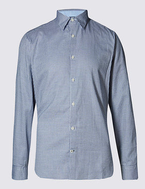 Pure Cotton Tailored Fit Textured Shirt Image 2 of 4