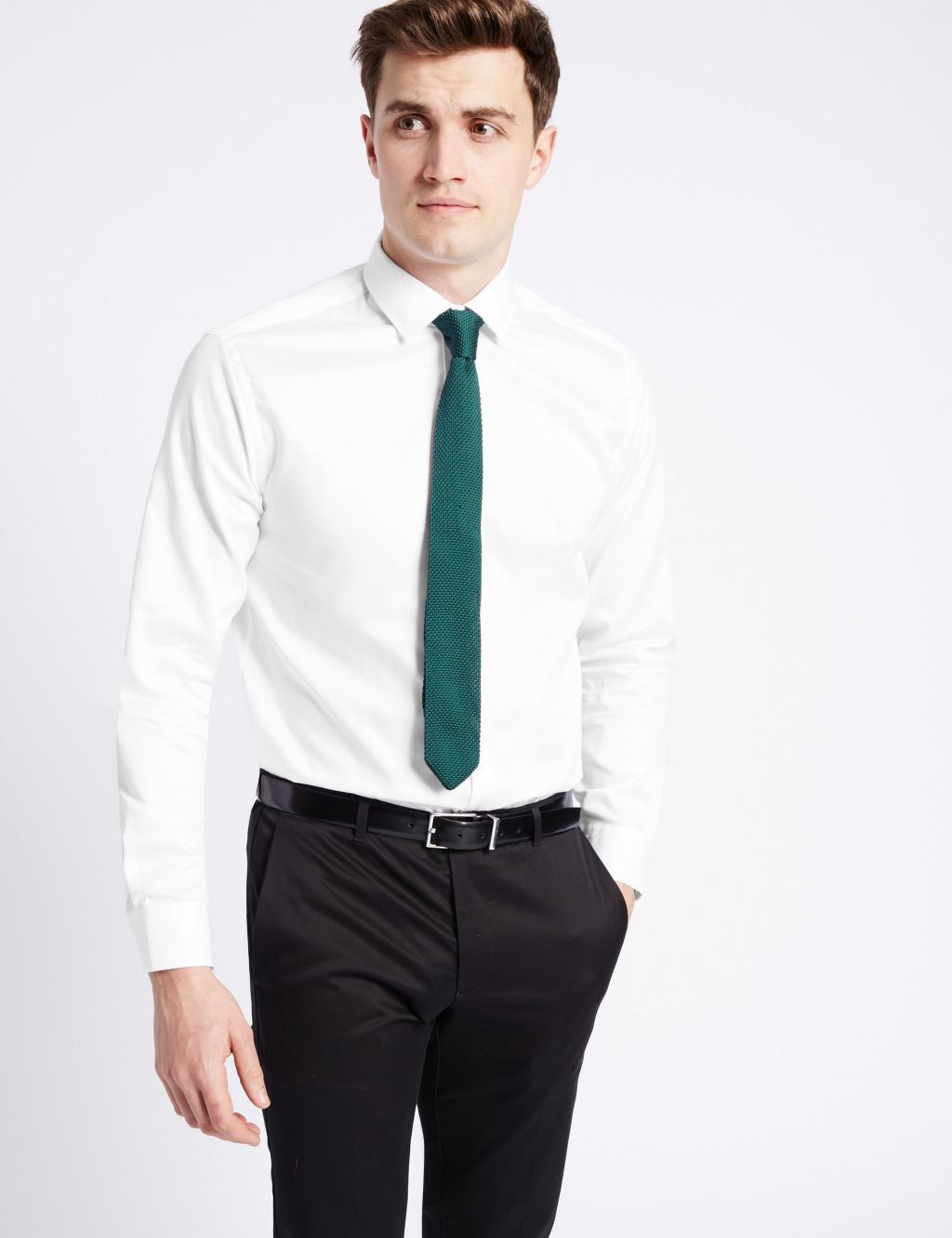 Pure Cotton Tailored Fit Textured Shirt 3 of 4