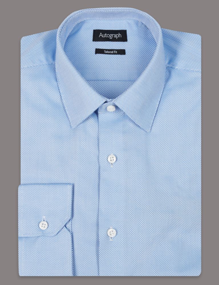 Pure Cotton Tailored Fit Textured Shirt 2 of 4