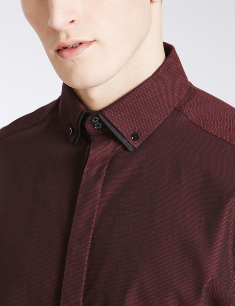 Pure Cotton Tailored Fit Textured Shirt 4 of 5
