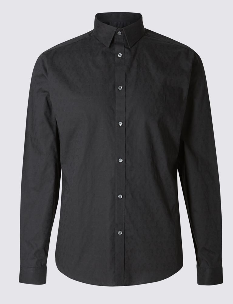 Pure Cotton Tailored Fit Textured Shirt 2 of 4