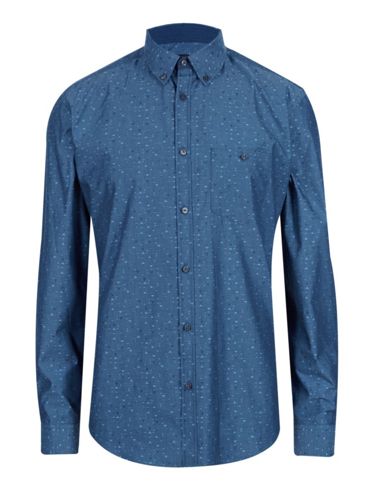 Pure Cotton Tailored Fit Triangle Print Dobby Shirt 2 of 5