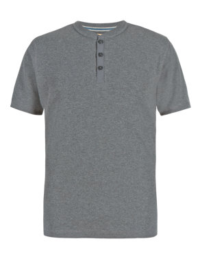 Pure Cotton Tailored Fit Waffle T-Shirt Image 2 of 3