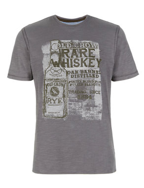 Pure Cotton Tailored Fit Whisky T-Shirt Image 2 of 3