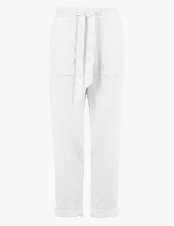 Pure Cotton Tapered Ankle Grazer Trousers Image 1 of 1