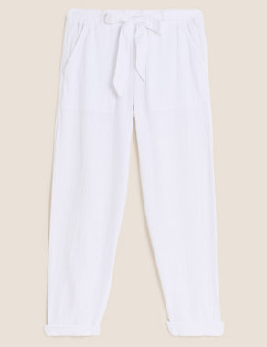 Pure Cotton Tapered Ankle Grazer Trousers Image 2 of 6