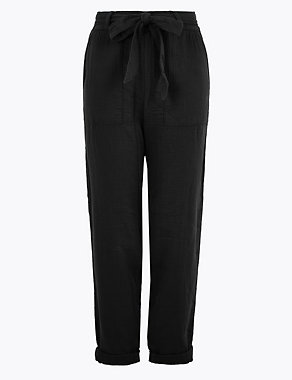Pure Cotton Tapered Ankle Grazer Trousers Image 2 of 6