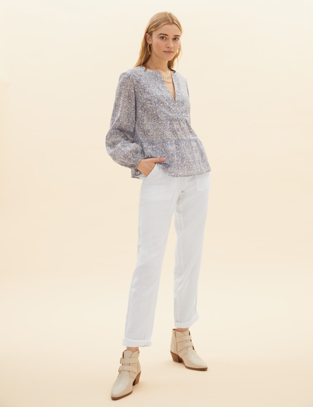 Cotton ankle grazer trousers discount
