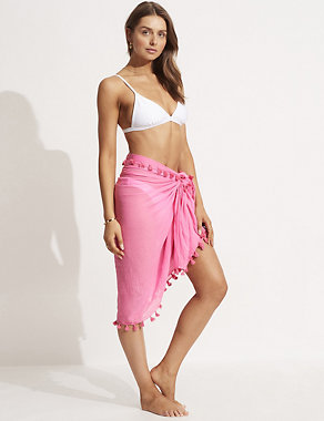 Pure Cotton Tassel Beach Cover Up Sarong Image 2 of 5