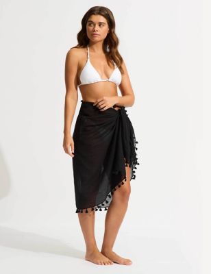 Pure Cotton Tassel Beach Cover Up Sarong Image 2 of 4