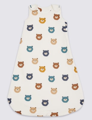 Pure Cotton Teddy Print 1.5 Tog Sleeping Bag M S