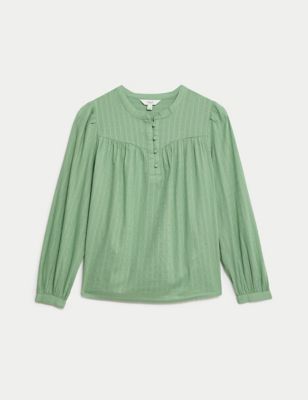 Pure Cotton Textured Blouse Image 2 of 5