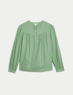 Pure Cotton Textured Blouse Image 2 of 5