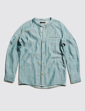 Pure Cotton Textured Chambray Shirt (5-14 Years) Image 2 of 4