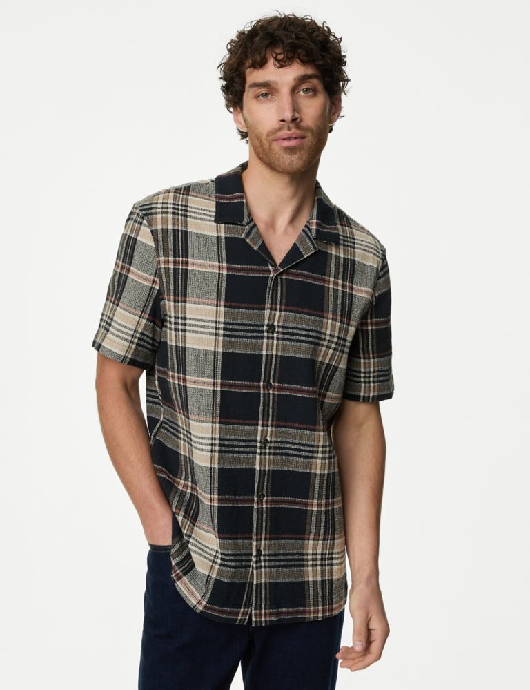 Pure Cotton Textured Check Shirt 4 of 5