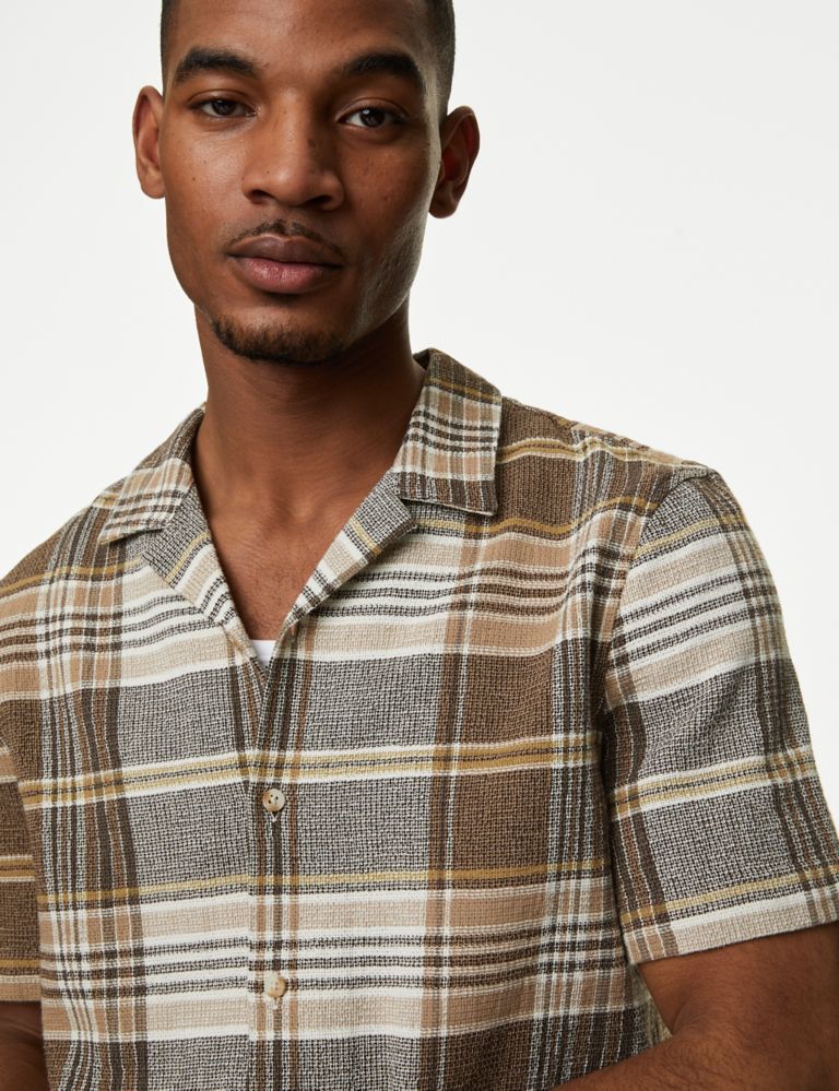 Pure Cotton Textured Check Shirt 1 of 5