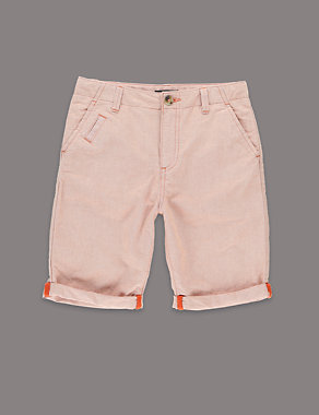 Pure Cotton Textured Chino Shorts (5-14 Years) Image 2 of 3