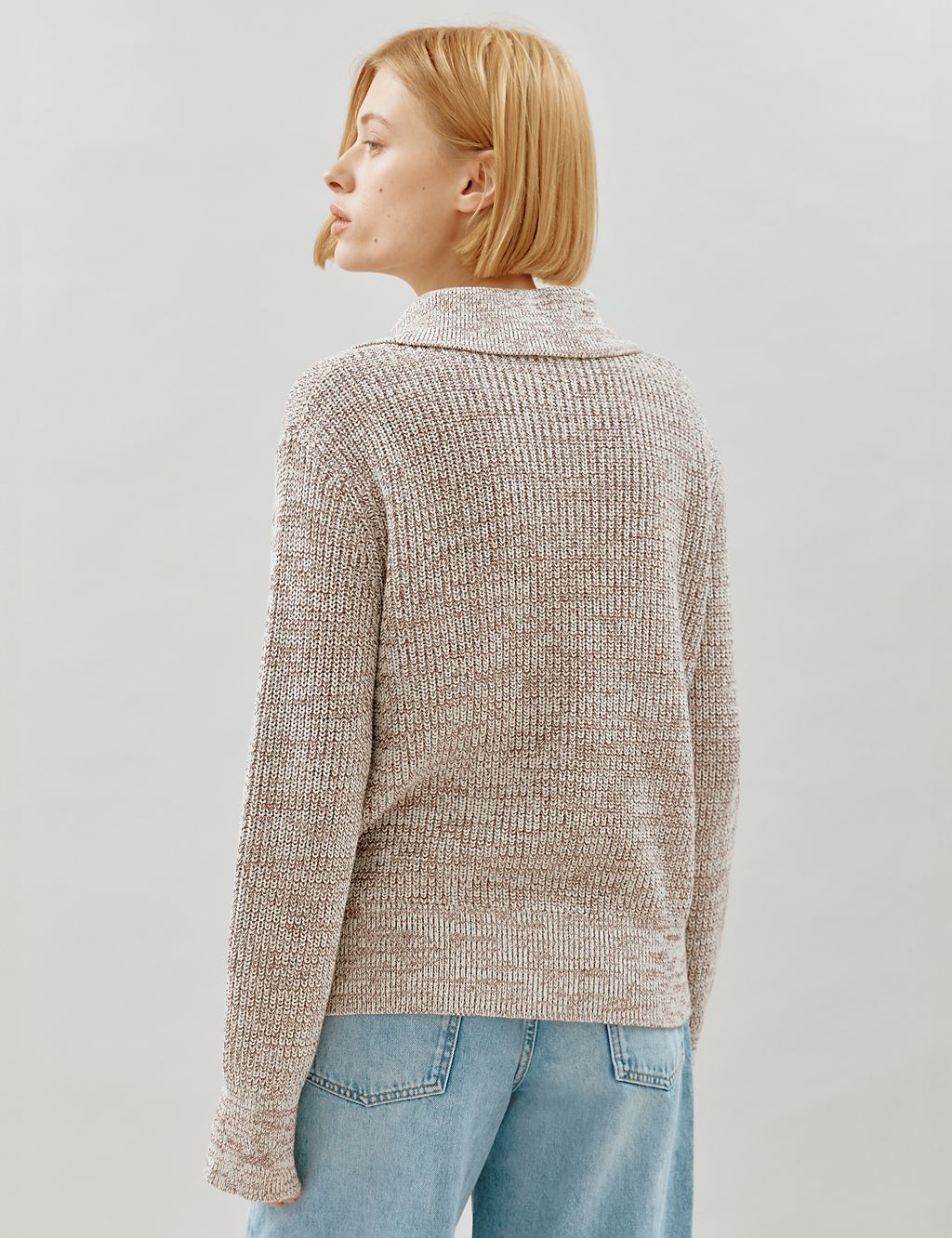 Pure Cotton Textured Collared Jumper 2 of 4