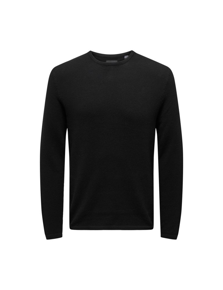 Pure Cotton Textured Crew Neck Jumper | ONLY & SONS | M&S