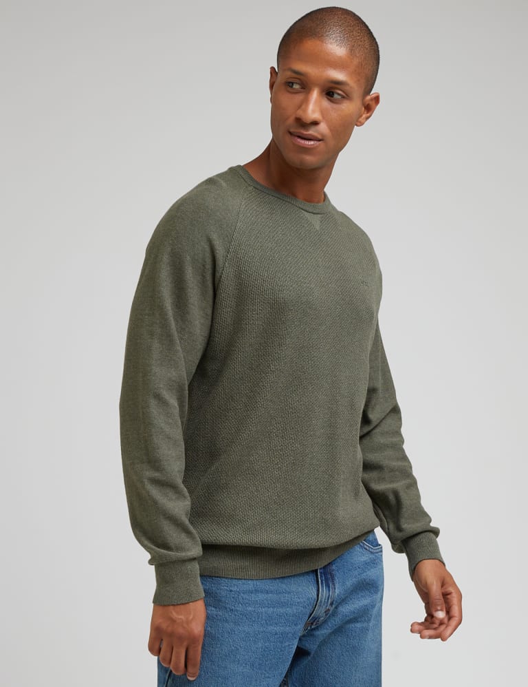 Men's Knit Jumper Textured Long Sleeve Crew Neck