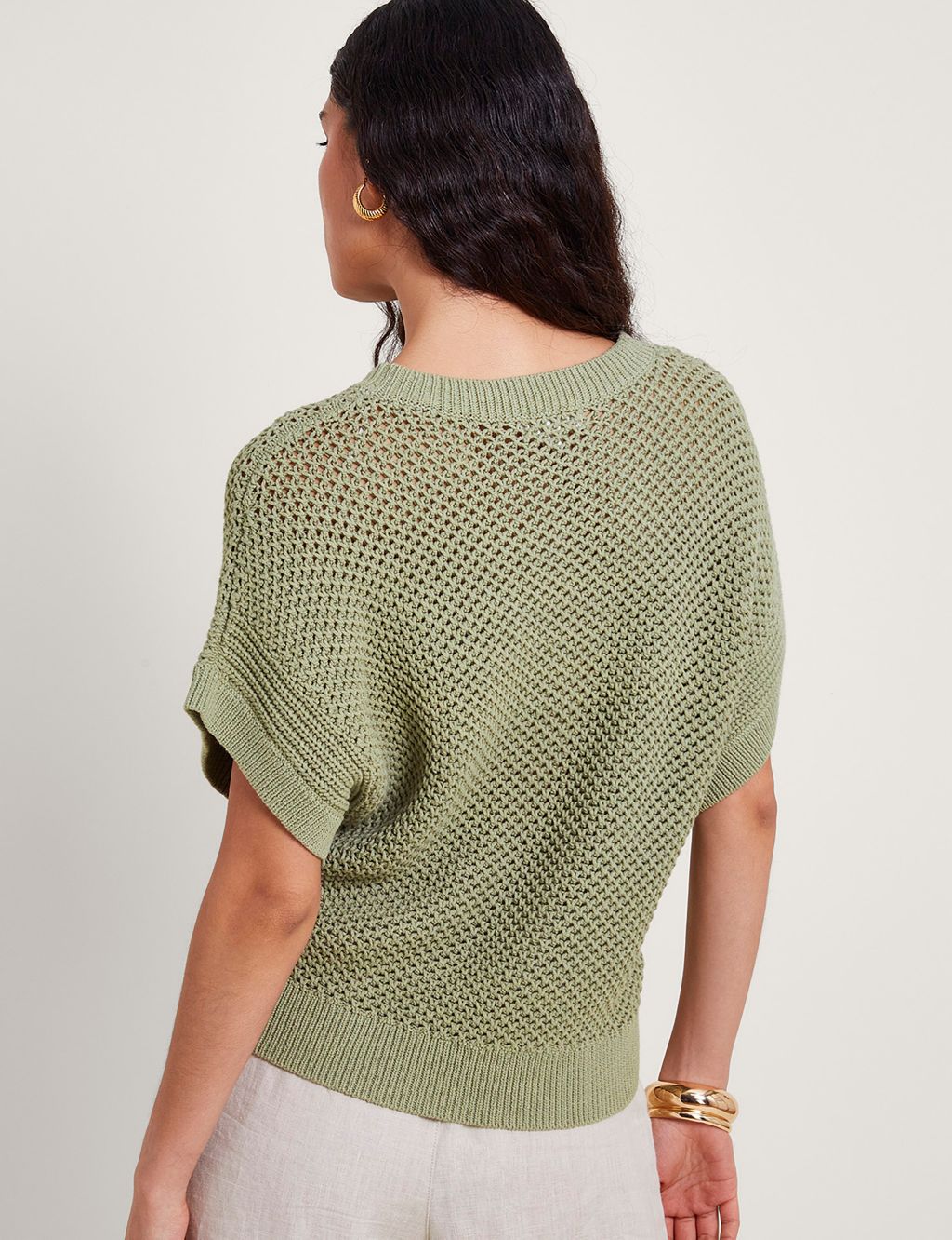Pure Cotton Textured Crew Neck Knitted Top 5 of 5