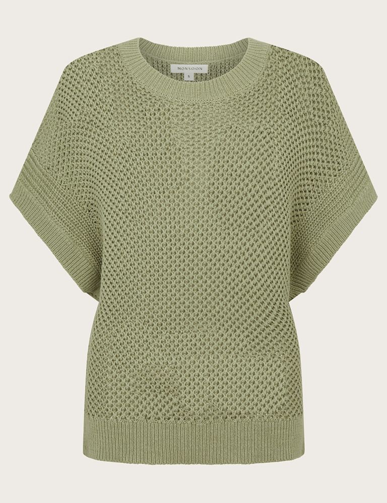 Pure Cotton Textured Crew Neck Knitted Top 2 of 5