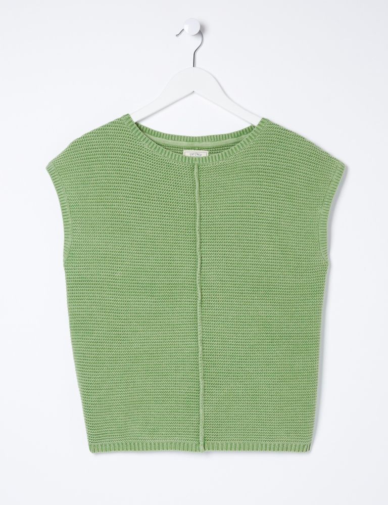 Pure Cotton Textured Crew Neck Knitted Top 2 of 4