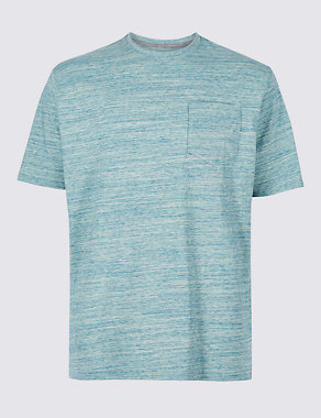 Pure Cotton Textured Crew Neck T-Shirt Image 2 of 4