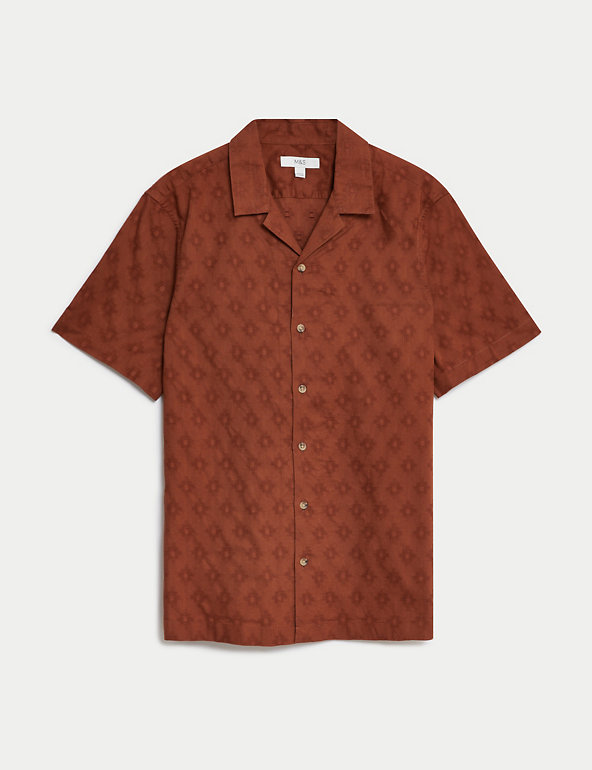 Pure Cotton Textured Cuban Collar Shirt Image 1 of 1