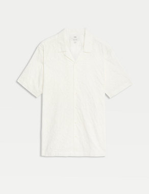 Pure Cotton Textured Cuban Collar Shirt Image 2 of 5