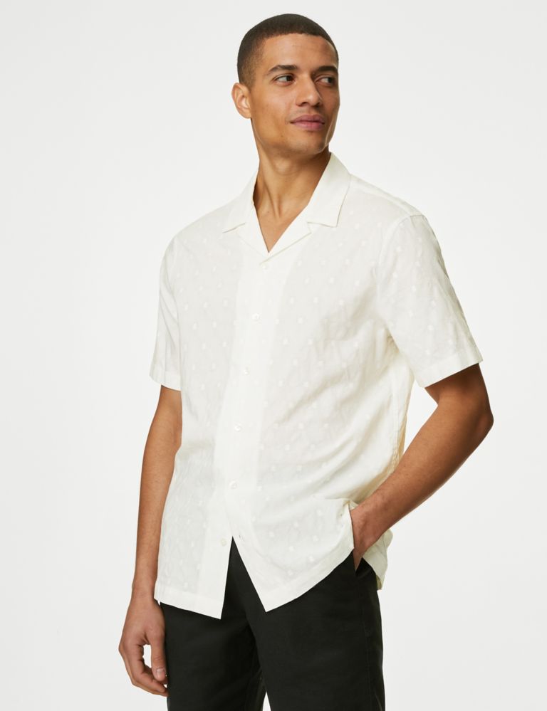 Pure Cotton Textured Cuban Collar Shirt 4 of 5