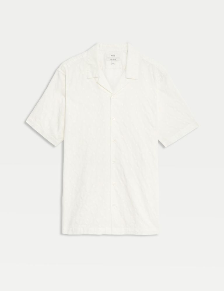 Pure Cotton Textured Cuban Collar Shirt 2 of 5