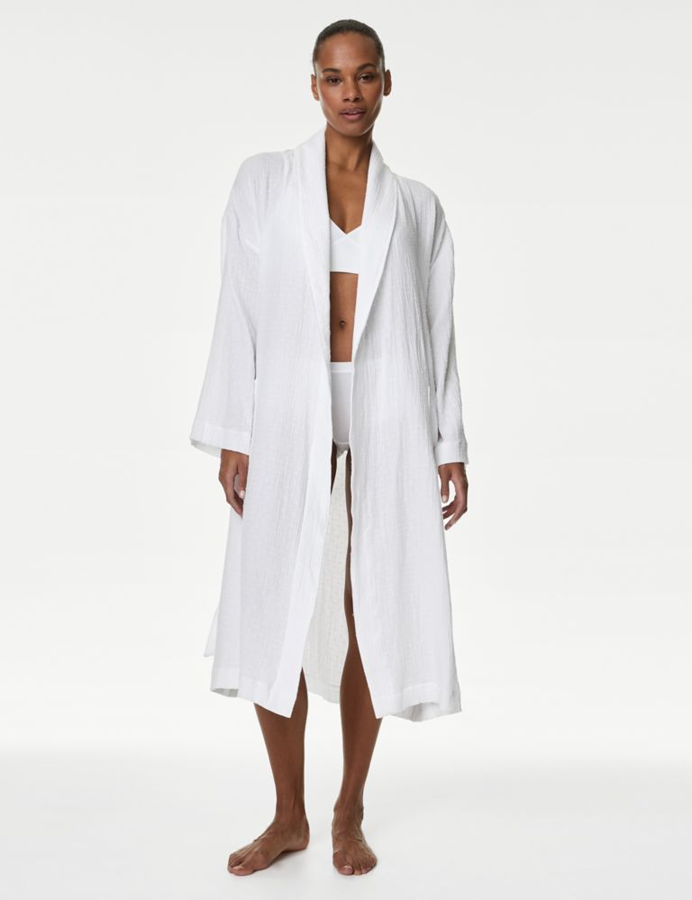 Pure Cotton Textured Dressing Gown 1 of 6