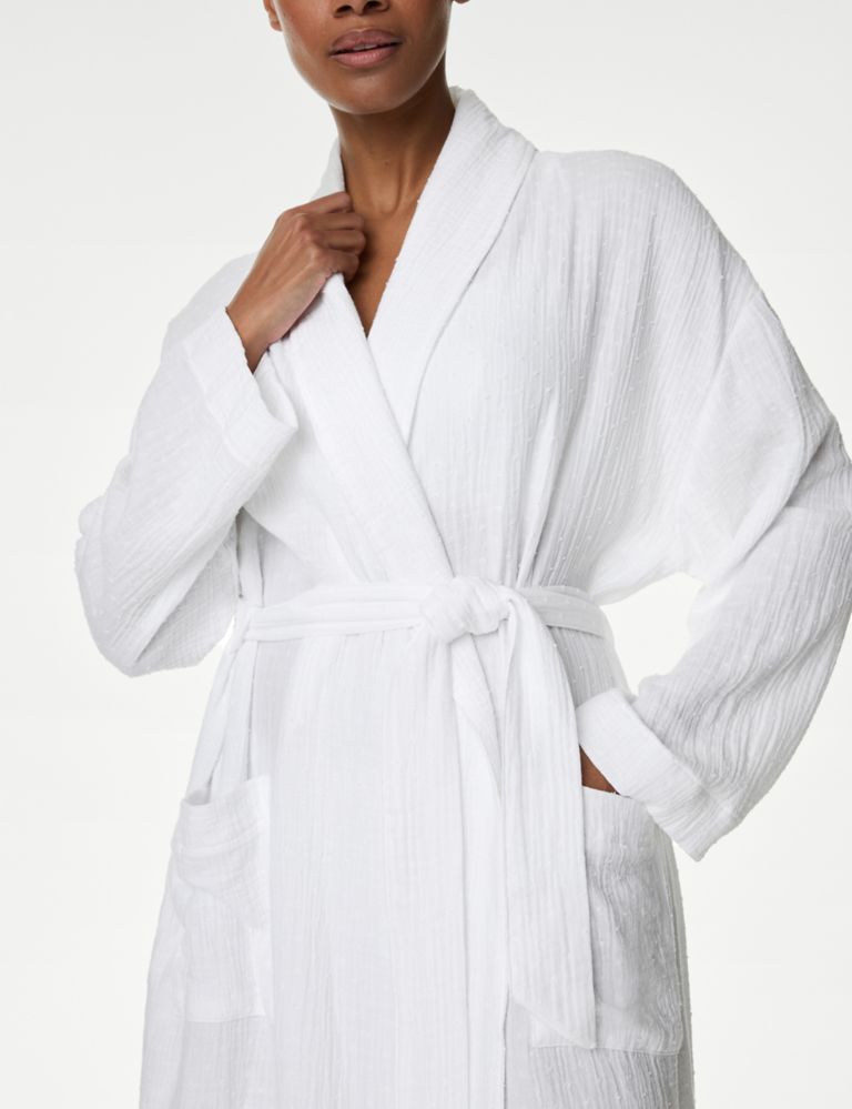 Pure Cotton Textured Dressing Gown 4 of 6