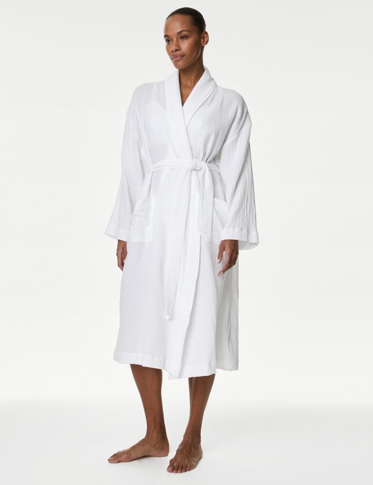 Pure Cotton Textured Dressing Gown 5 of 6