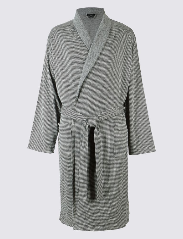 Pure Cotton Textured Dressing Gown 1 of 4