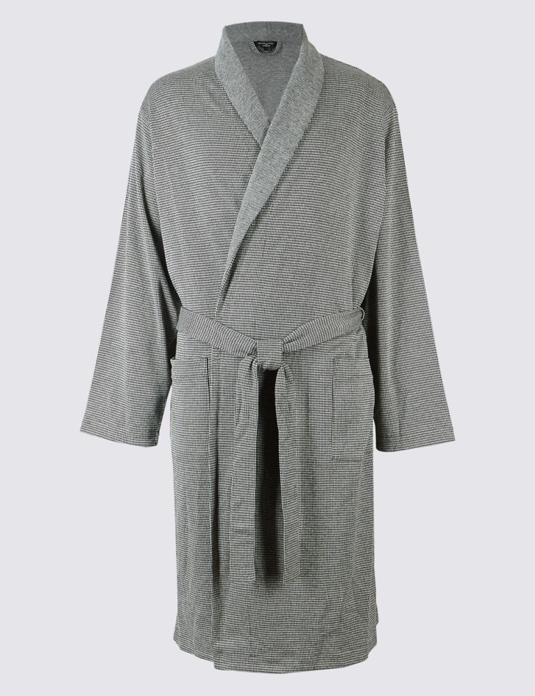 Pure Cotton Textured Dressing Gown 2 of 4