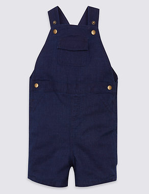 Pure Cotton Textured Dungarees Image 2 of 5