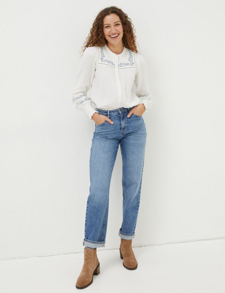 Pure Cotton Textured Embroidered Blouse | FatFace | M&S