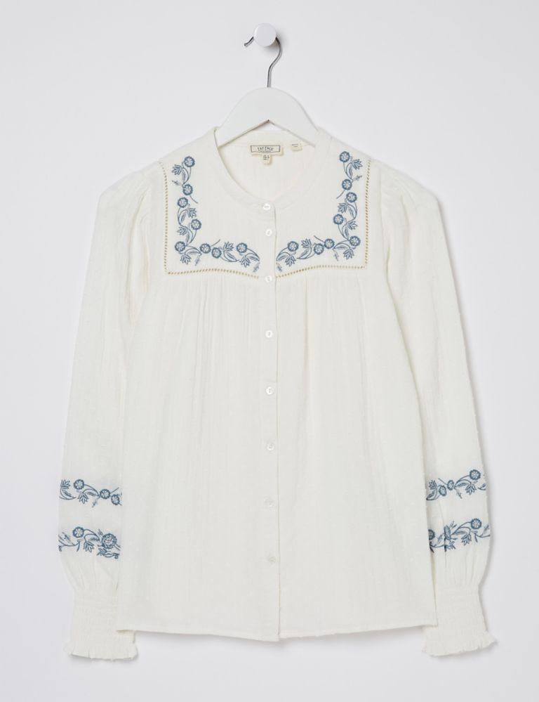 Pure Cotton Textured Embroidered Blouse 2 of 6