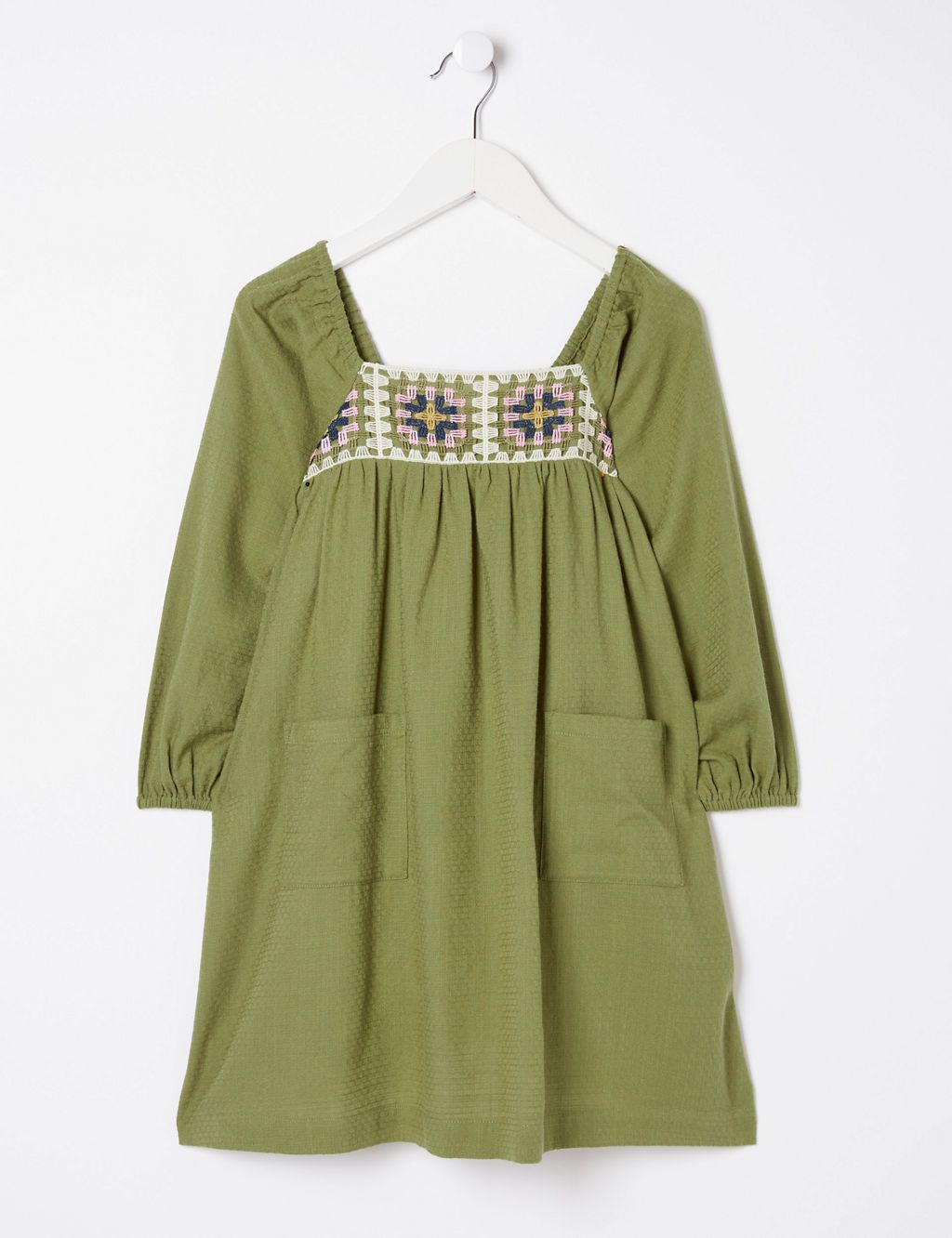Pure Cotton Textured Embroidered Dress (3-13 Yrs) 1 of 5