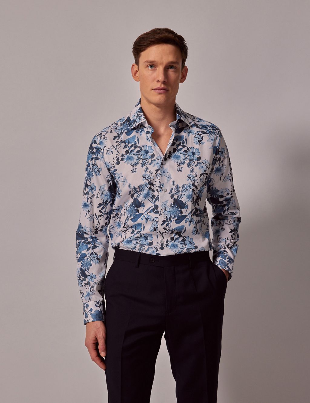 Pure Cotton Textured Floral Shirt 3 of 5